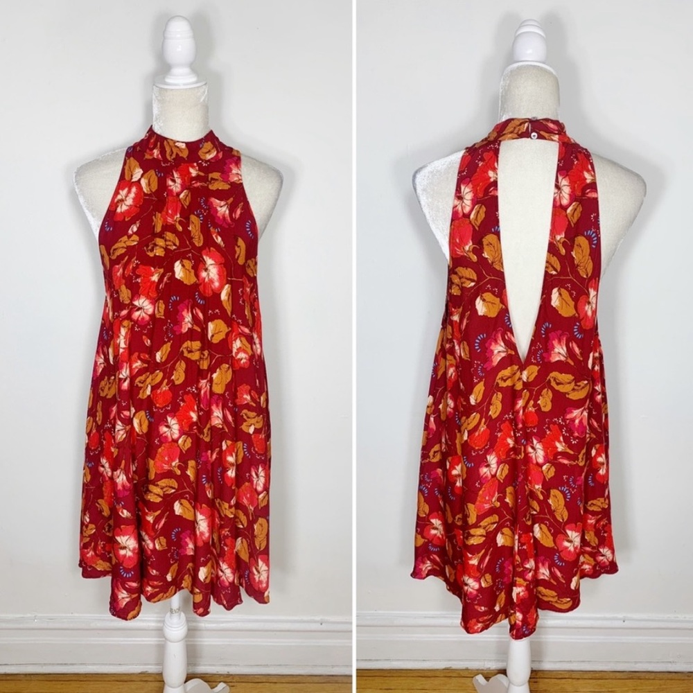 FREE PEOPLE red sleeveless open back A line dress